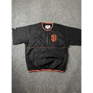 Mens Jacket Majestic San Francisco Giants Black Short Sleeve Pullover, Size L